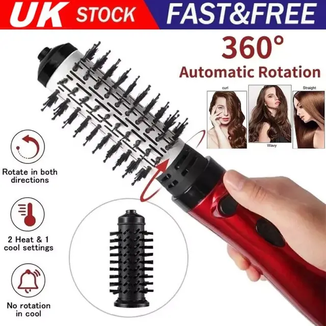 3-In-1 Hot Air Styler And Dryer Rotating Hair Straightener Brushuk