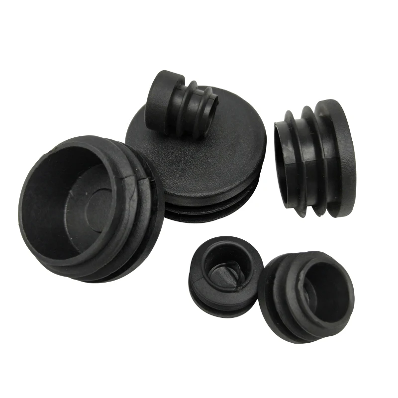 Pied de meuble,Bouchons de tuyau ronds noirs en pvc, trou intérieur de
