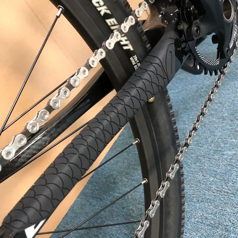 Fiets Frame Chainstay Protector Zwart Neopreen Nylon - Duuti 2 Stuks Fietsen Accessoire Met Sticker Guard Pad Cover Wrap