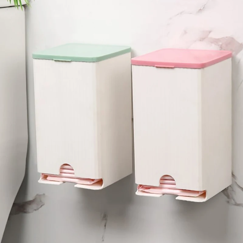 1PCS Wall Mounted Sanitary Napkin Storage Box Tissue Paper And Cotton Swab Storage Box Multifunctional Flip Cover Box