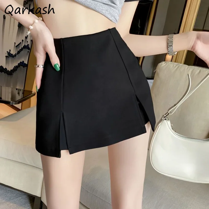 

Black Mini Skirts Women Slim Side-slit Hotsweet Summer A-line Skirt Korean Style Fashion High Waist Faldas Girlish Streetwear