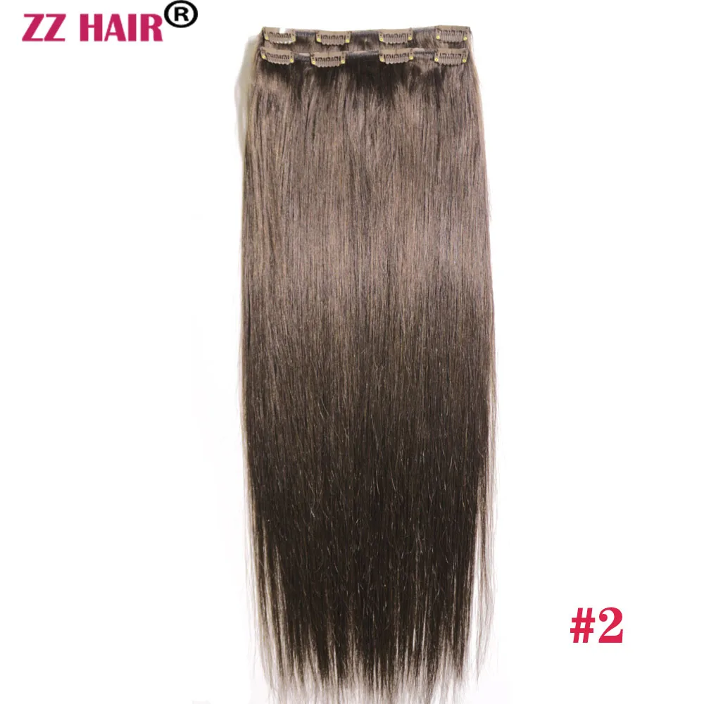 ZZHAIR Human Remy Hair Extensions 16"-26" 2pcs Set 120g-140g 2x20cm Clips-in Two Pieces Natural Straight