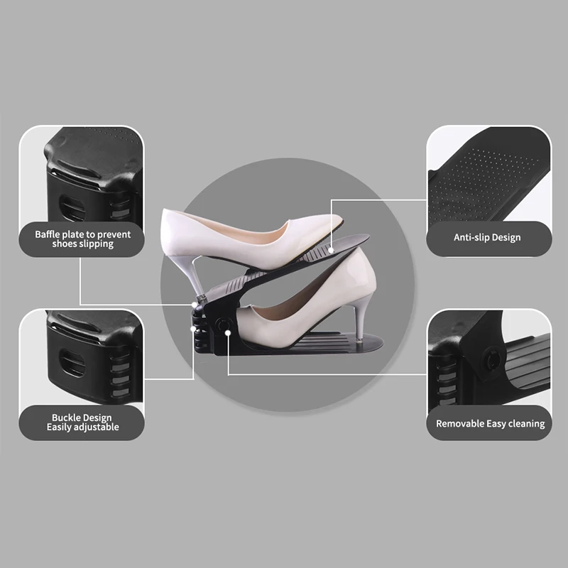 Shoe Slots Organizer Double Deck Shoe Rack Holder for Closet Organization 20-Pack