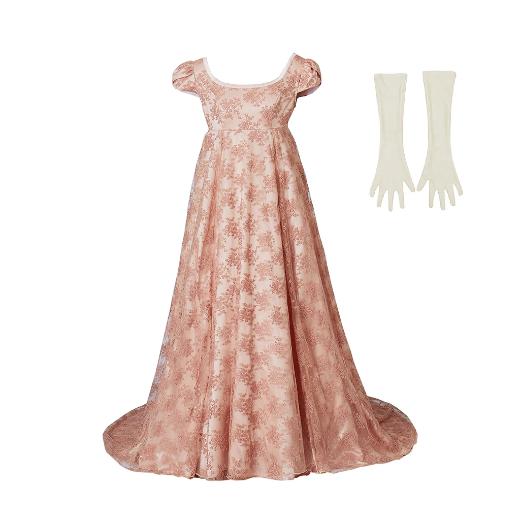 Edwina Sharma Cosplay Costume Regency Era High Waistline Ball Gown Dress Womens Vintage Empire Tea Party Dress