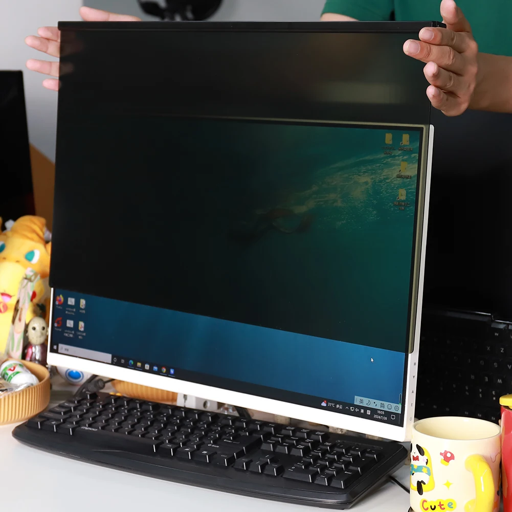 24 Inch Computer Privacy Screen Filter Anti-Blue Light 16:9 Aspect Ratio Screen Protector Anti-Scratch For Widescreen Monitor