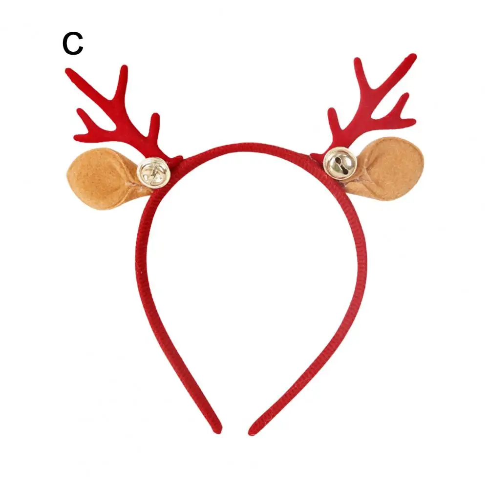 Festive Antler Hairband Festive Reindeer Headband with Bells for Christmas Cosplay Party Colorful Velvet Costume for Christmas