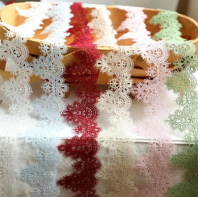 Water Soluble Embroidery Lace Trim 1 Meter/lot 6cm Width Pink White Beige Venise African Lace Fabric