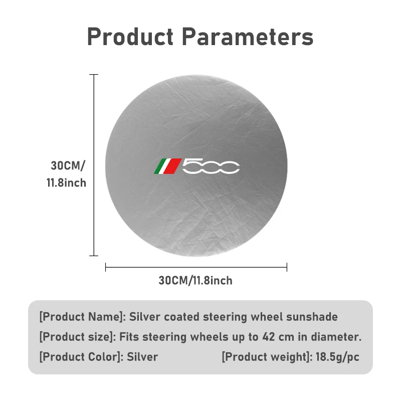 Silver Coated Cloth Steering Wheel Sun Shade Cover - Protective Car Accessory