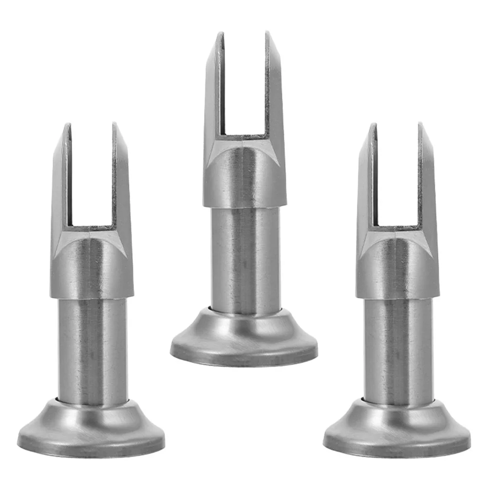 

3 Pcs Stainless Steel Partition Feet Glass Clips with Rods Clamps Railing Brackets Stand Shelf Flat Back Holder Shower
