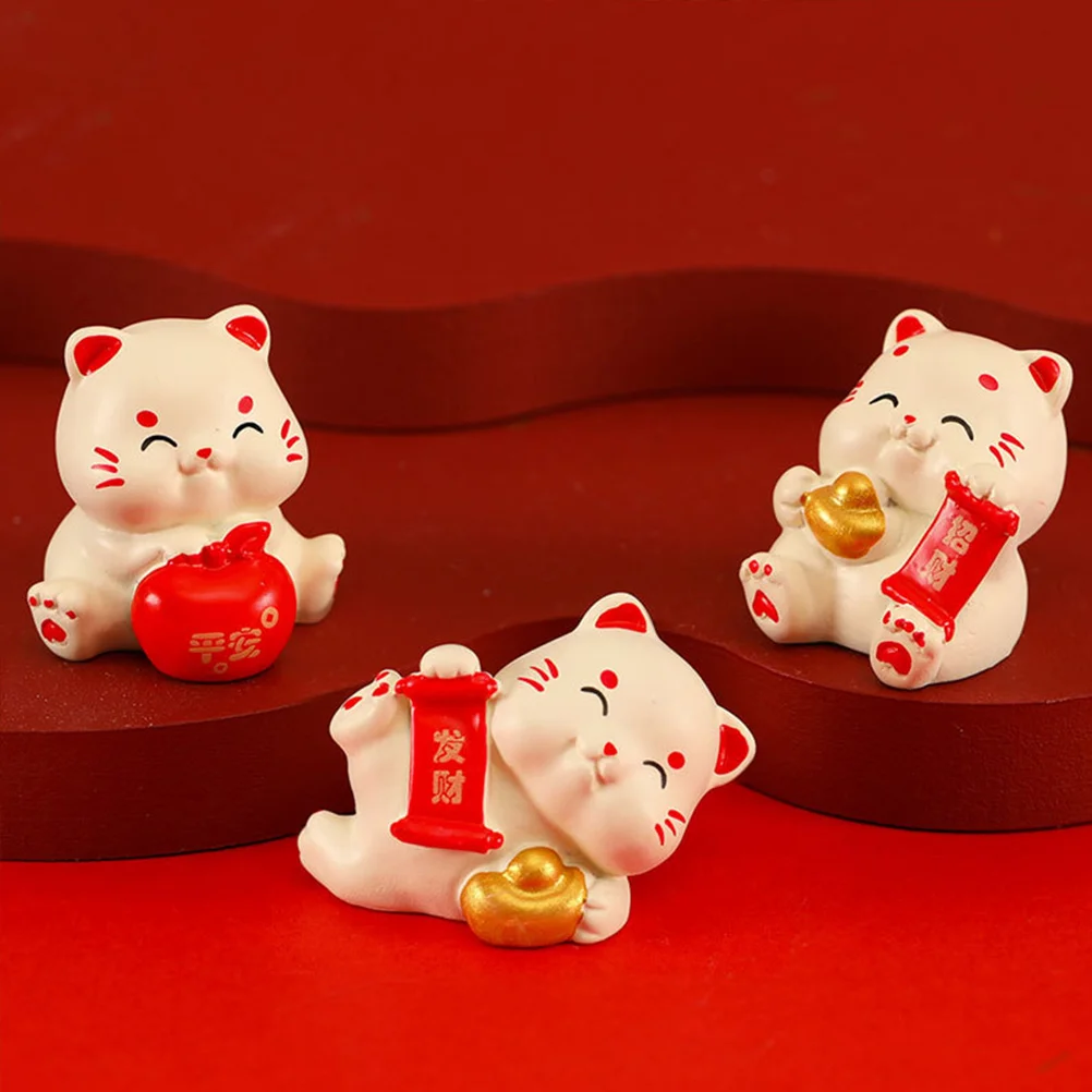 

Miniature Cat Statues Resin Craft Fortune Cat Figures Mini Garden Miniature Animal Statues Decoration