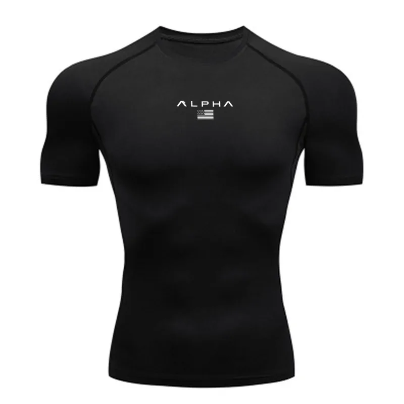 T-shirt compressive da uomo, abbigliamento sportivo estivo, magliette da corsa elastiche ad asciugatura rapida, top sportivi, felpe sportive e fitness