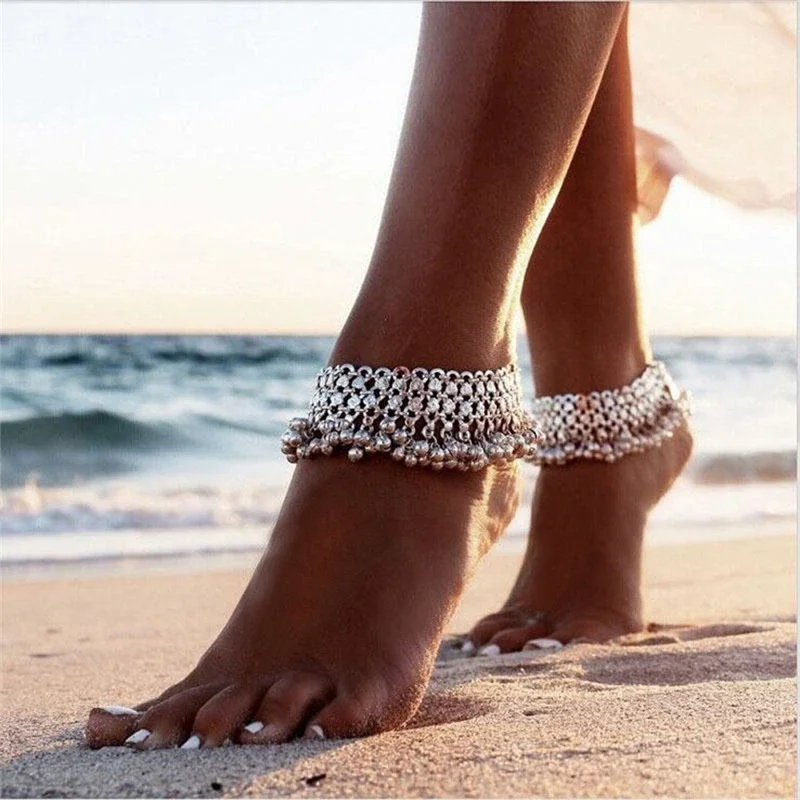 New Vintage Multi-layer Bells Ankle Bracelet Foot Jewelry Boho Summer Beach Barefoot Sandals Charms Anklet Women Accessories 1