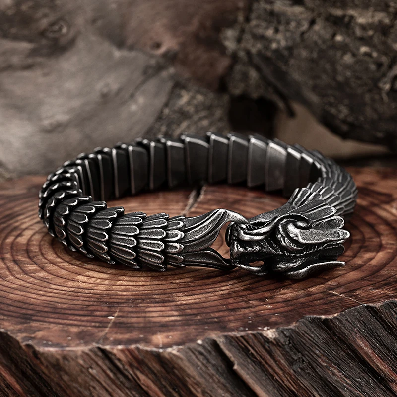 Dragon's Story - Coiling Chinese Dragon Bracelet with Dragon Head – Wicked  Tender