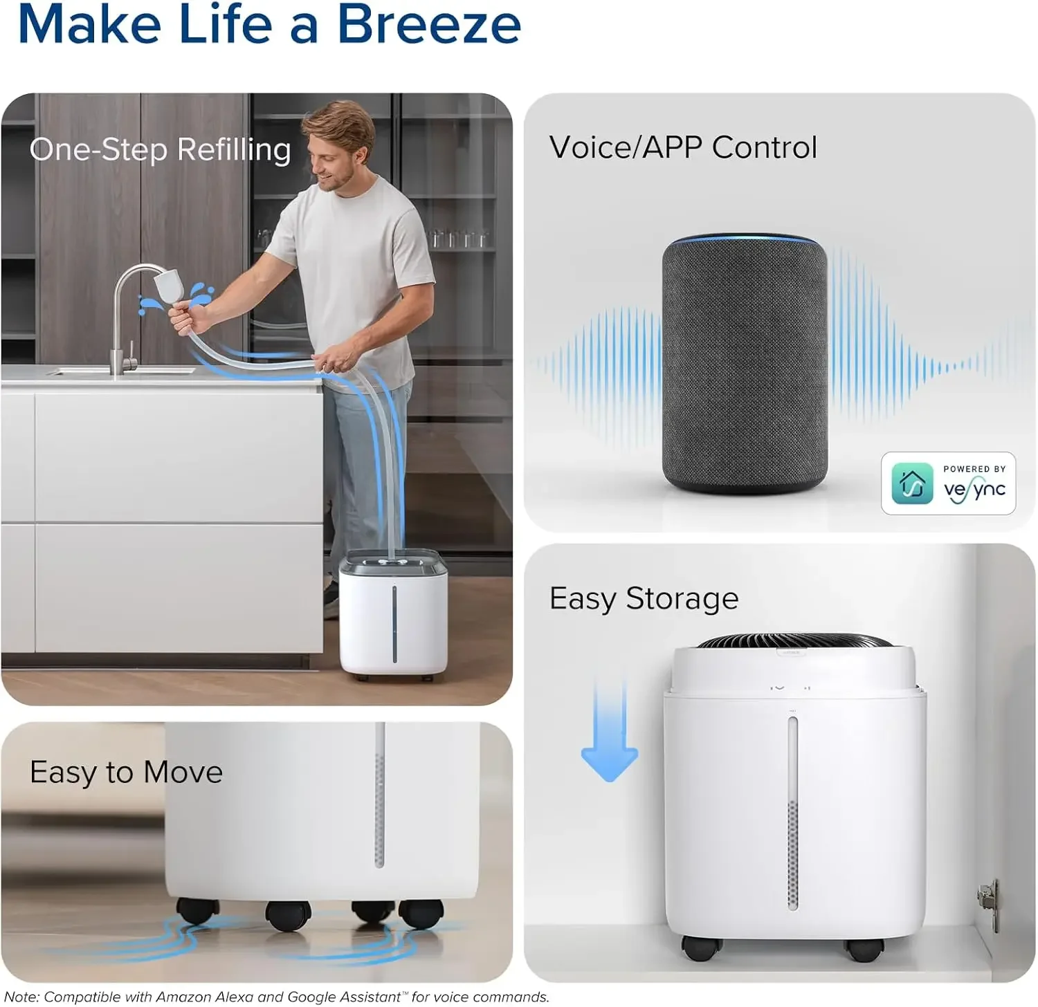Superior 6000S Smart Evaporative Humidifiers for Home Whole House up to 3000ft², 6 Gal, Last 72-Hour, Premium Filter, Dry Mode, 6