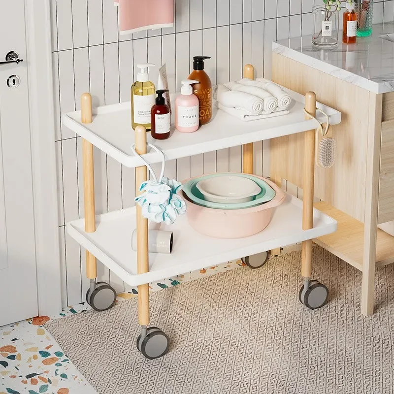 Storage Rack Small Cart Mobile Sofa Bedside Table Minimalist Mini Solid Wood Edge Corner Table