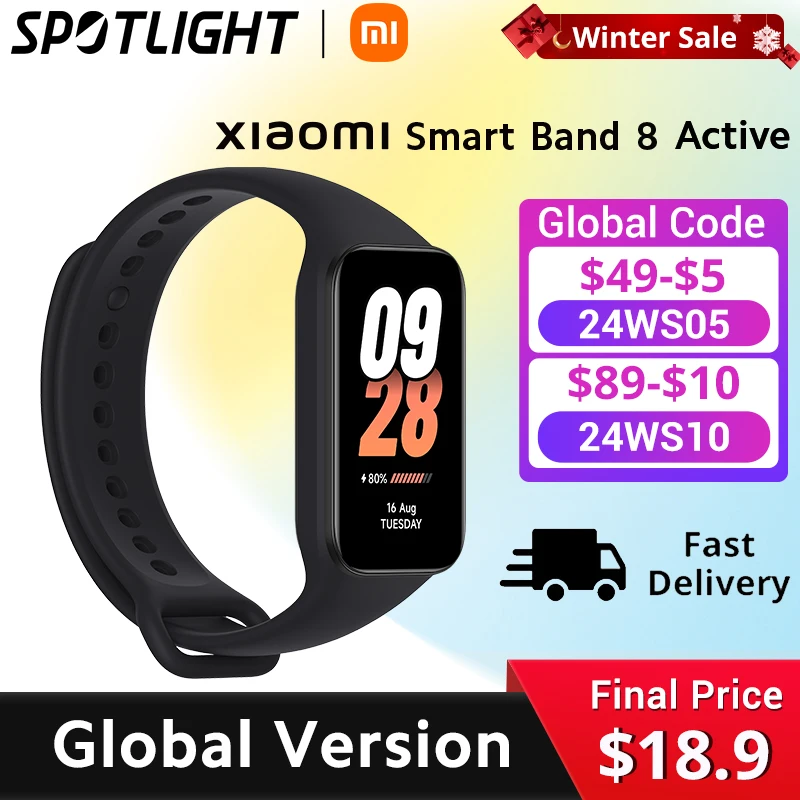 [Prima Mondiale] Xiaomi Smart Band 8 Active Global Version 1.47 ''Advanced Sleep Fitness Tracking 50 + Modalità Sport Batteria 14 Giorni