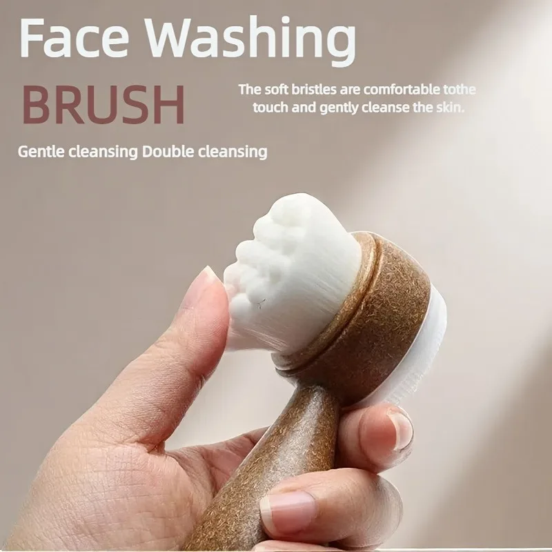 Coconut Fiber Double-Sided Exfoliating Facial Cleansing Brush with Soft Bristles
