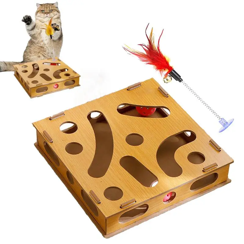 

Cat Enrichment Toys Interactive Game Box Ball Track Scratching Pad And Cardboard Box For Indoor Cats Enrichment Cat Boredom
