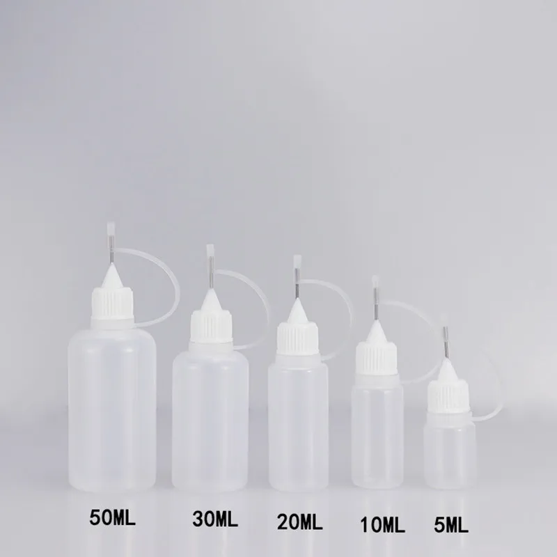 Refillable Dropper Bottles 10Pcs 10ml 30ml Plastic Squeezable Tip Applicator Bottle with Needle Tip Caps for Glue DIY
