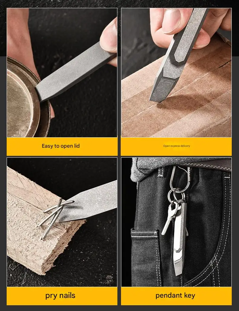 10CM TC4 Titan Legierung Brecheisen Heftklammer Entferner Schlüssel EDC Outdoor Werkzeuge Multifunktions selbstverteidigung Camping Ausrüstung – Detail 9