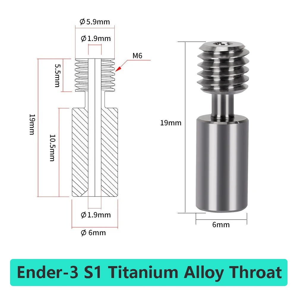 Ender-3 S1 Bi-Metal Heatbreak 3D Printer Parts Hotend Titanium Alloy Bimetal Throat for Ender 3 S1 S1 Pro Sprite Extruder