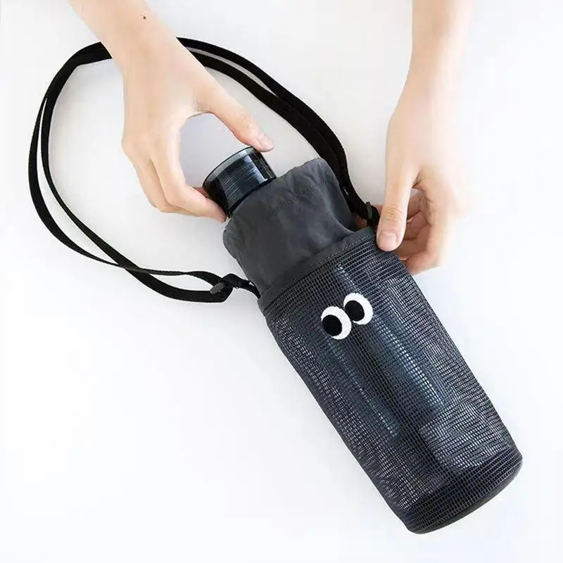 귀여운 큰 눈 여행용 물병 슬리브, 메쉬 백, 경량 운반 병 파우치 슬리브, 등산 비즈니스용