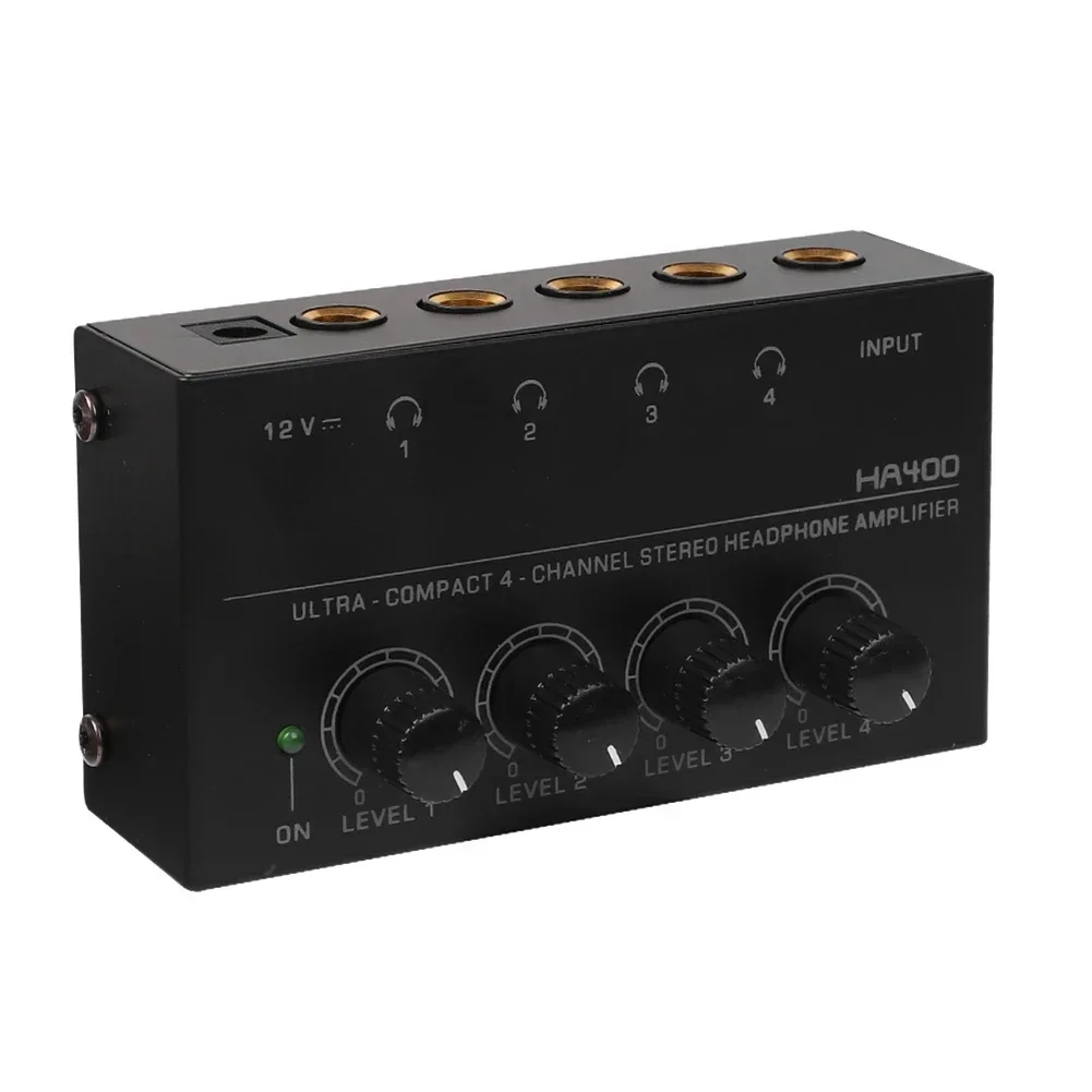 Mini Stereo Four Channels Headphone Amp Ultra Compact Durable Audio Amplifier With Power Adapter For Stage Studio