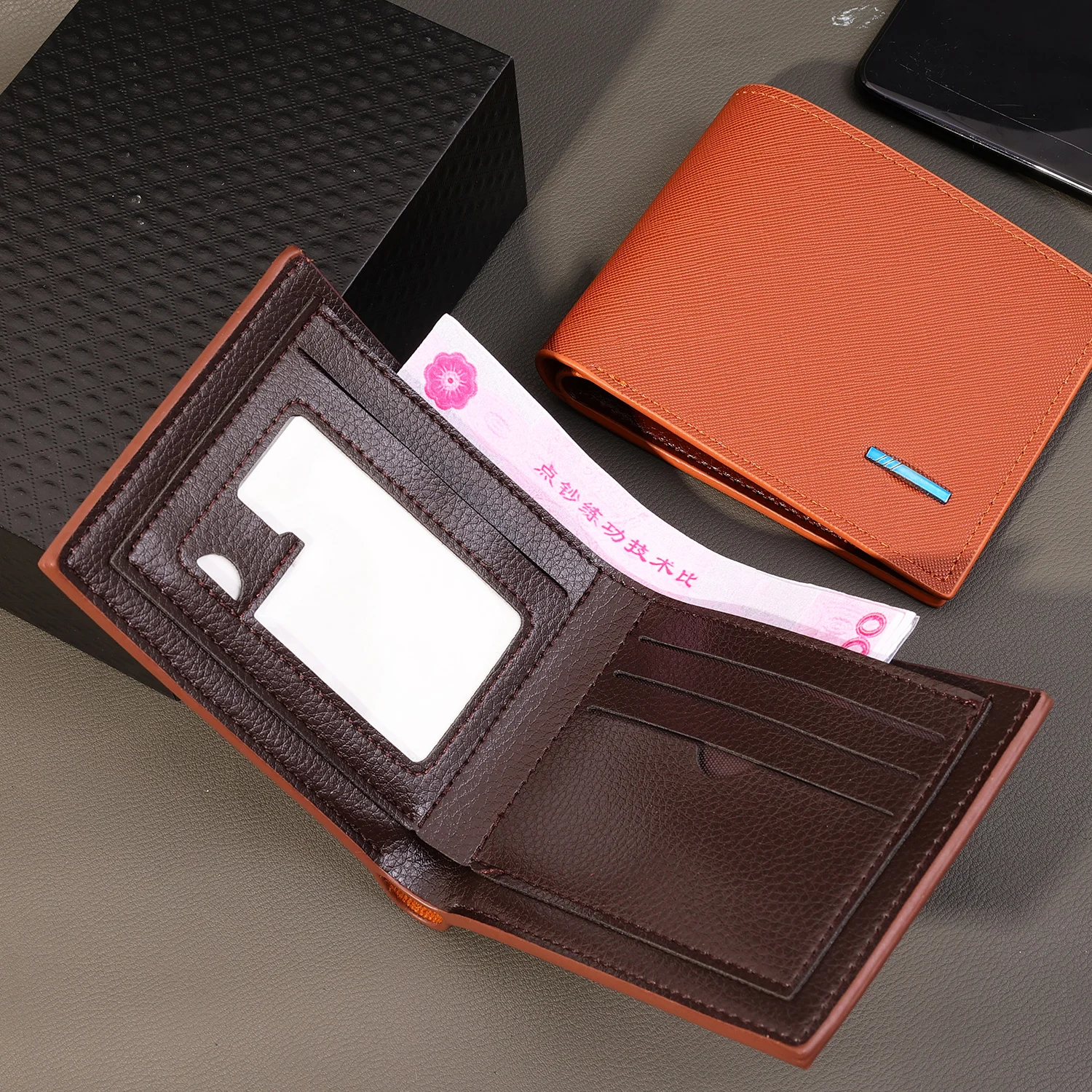 Men Short Bifold Faux Leather Masculina Billetera Credit ID Card Holder Wallet Billfold Purse Clutch Solid Hombre Business Slim