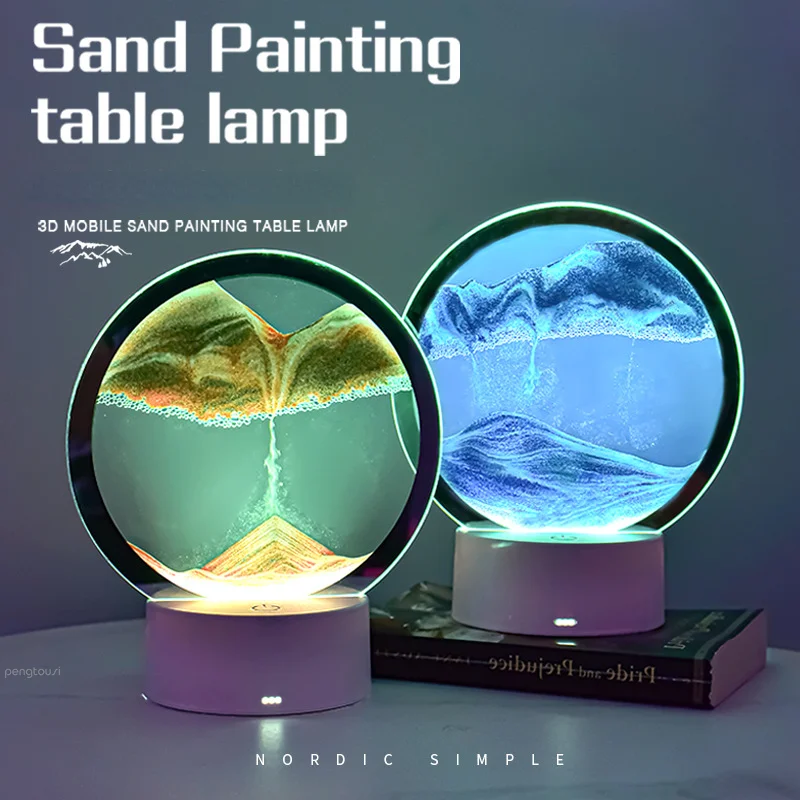 

LED Sandscape Lamp Moving Sand Art Landscape 3D Quicksand Night Light USB Sand View Desk Lamp Office Home Room Decoration Gifts