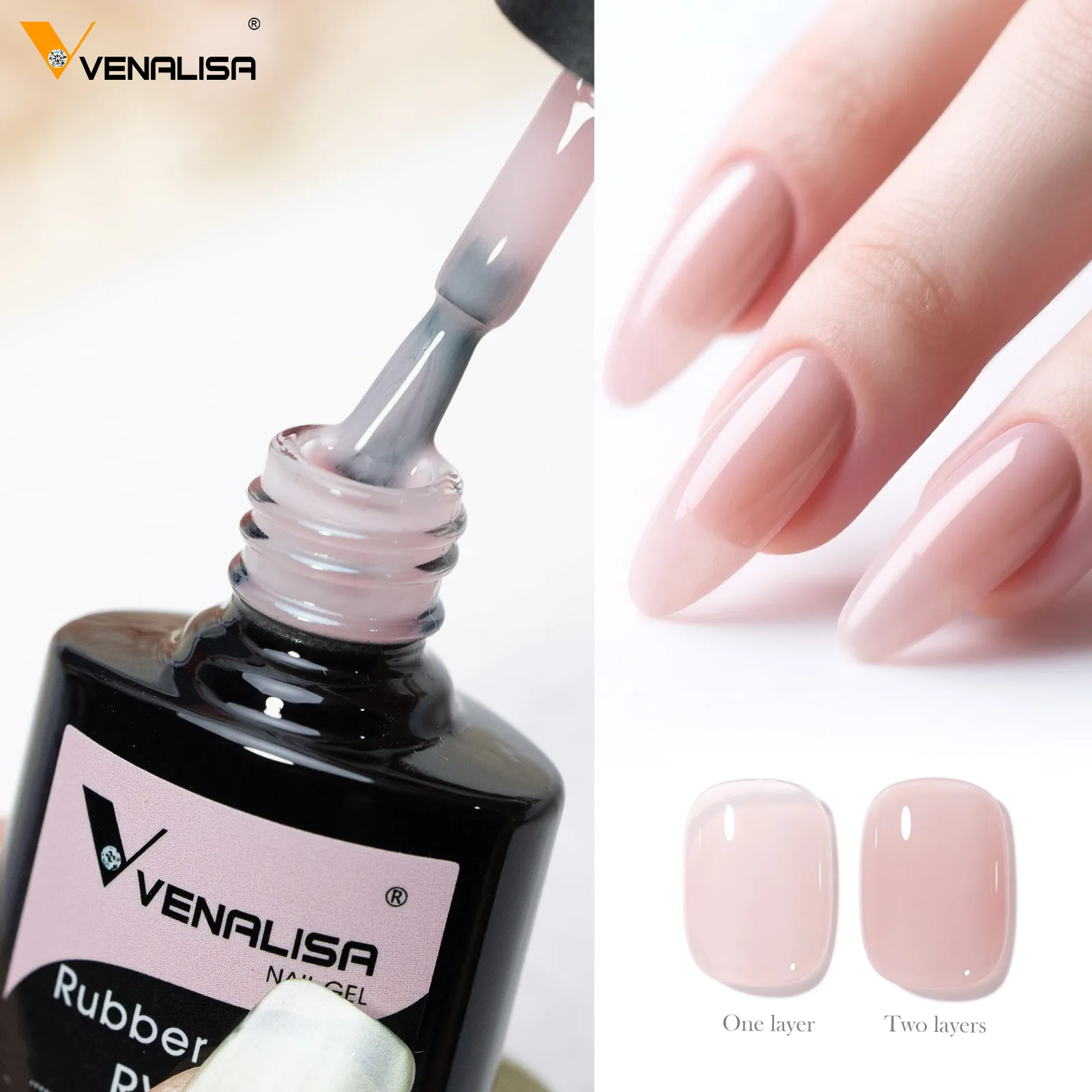 VENALISA Gummi-Basislack, Farbe für Nagelgel, Gelee, halbtransparent, für französische Nägel, Camouflage, Soak Off UV-LED-Nagelgel-Lack – Detail 11
