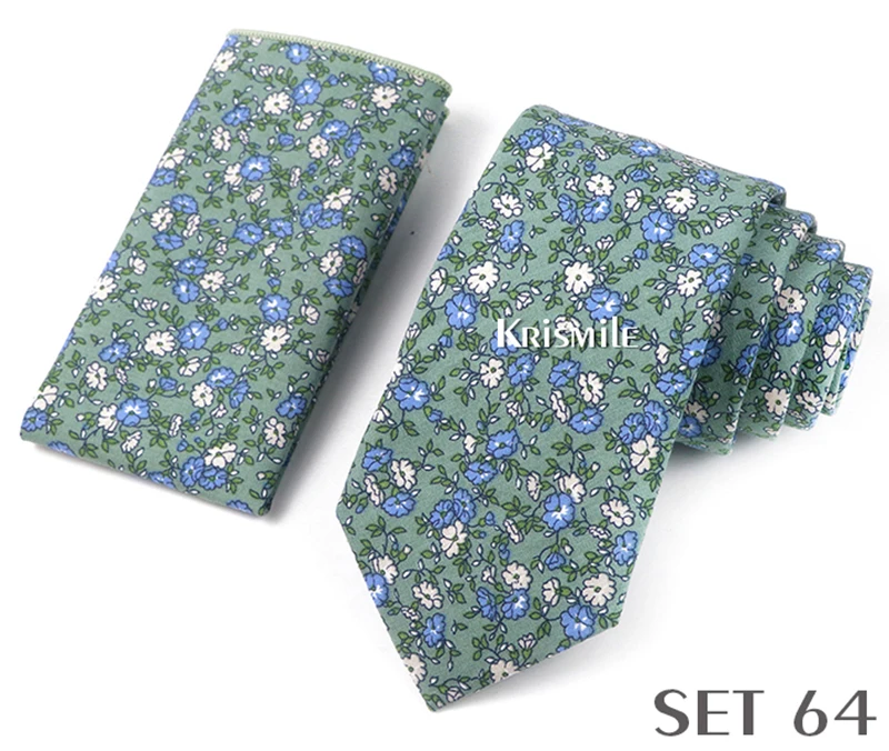Neuheit Blumen Baumwolle Krawatten für Männer dünn lässig schmale Krawatte Krawatte Tasche quadratischen Anzug Set Hochzeits feier täglich tragen Accessoires – Detail 11