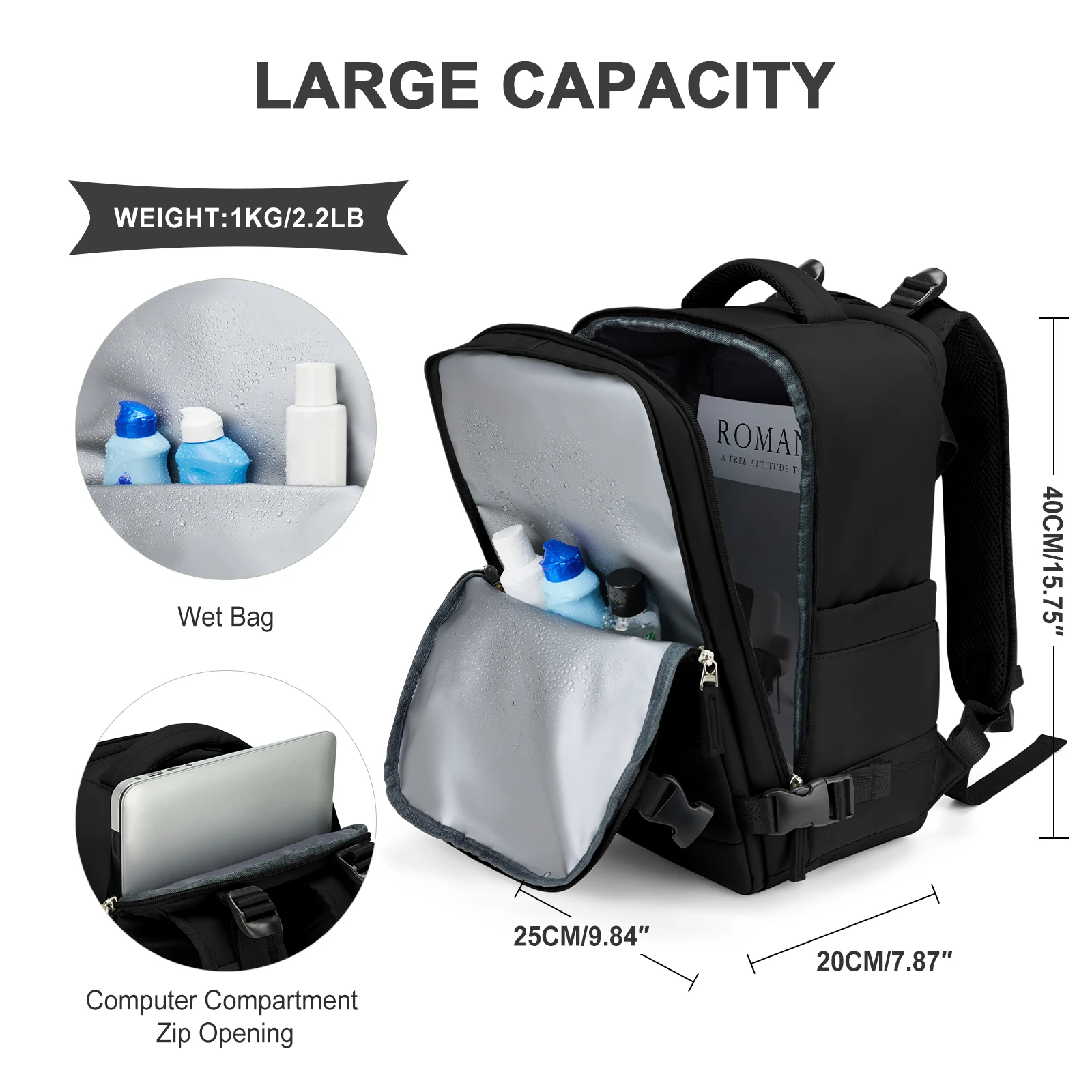 Ryanair Backpack 40x20x25 Cabin Bag  Men Women Travel Backpack Hand Luggage Bag, Storage Bag Waterproof Laptop Backpack for Work