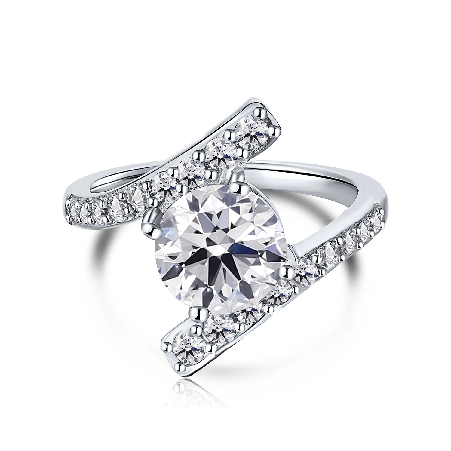 

S925 Sterling Silver Precision Micro Set Ring for Women with European and American Imitation Diamond High Carbon Diamond Ring