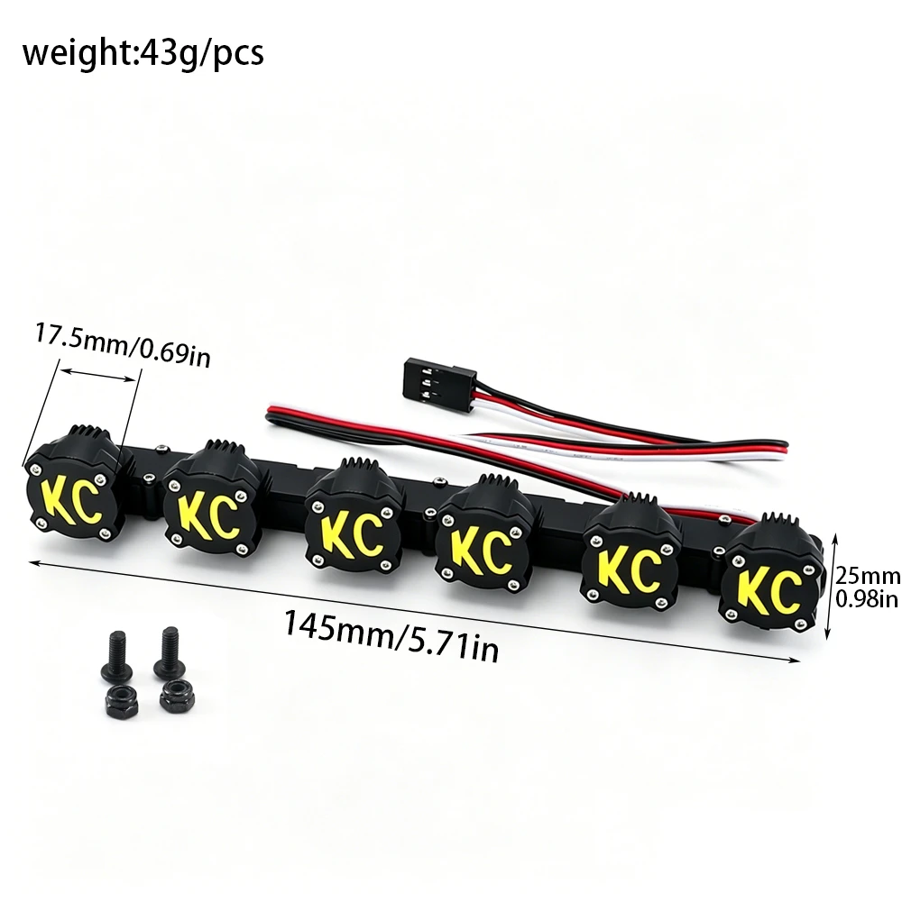 Détail des feux de toit LED simulation pour RC Crawler 1/10, compatibles Traxxas Trx4 Axial Scx10.