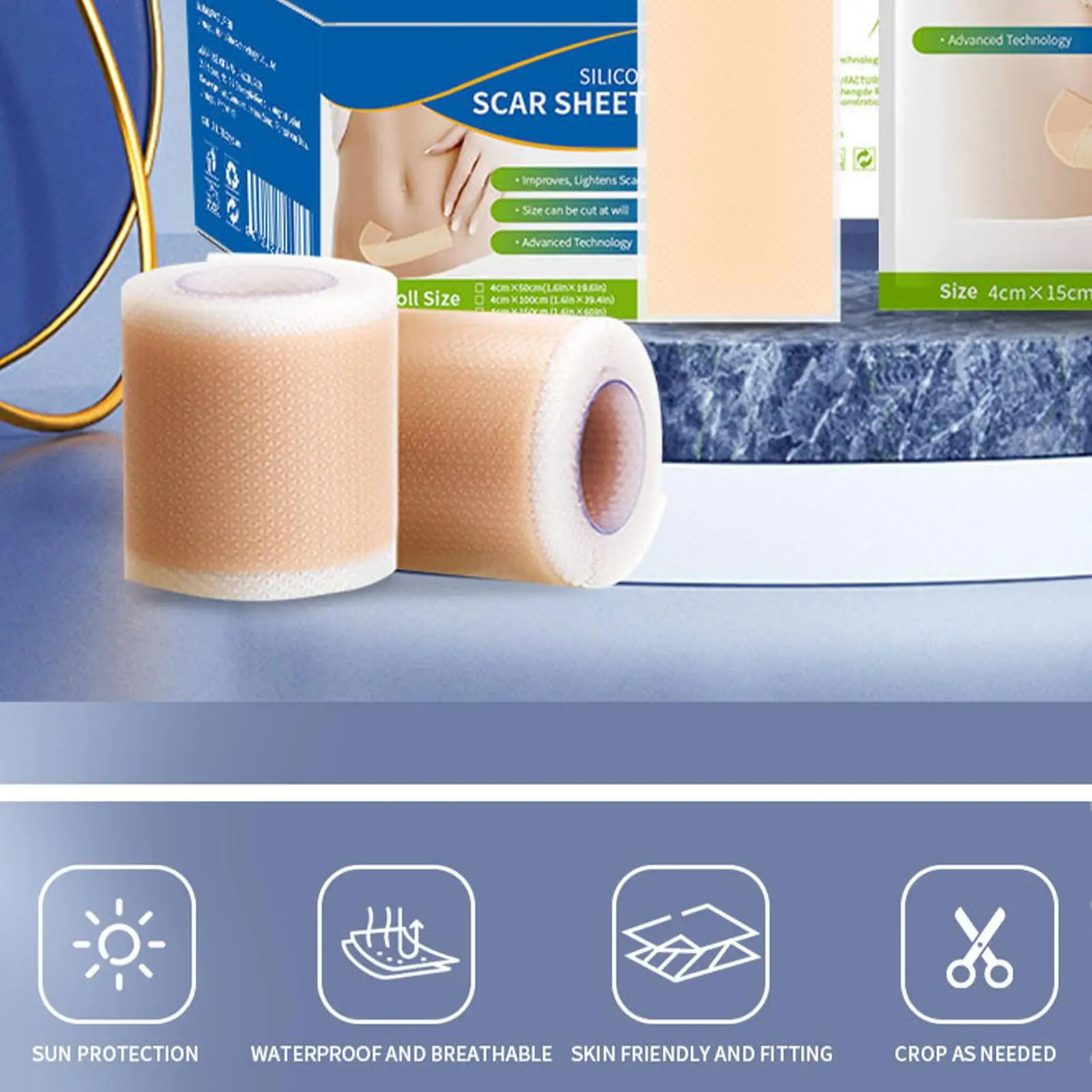 4X50CM Silicone Scar Patch Skin Repair Sheets Removal Self-Adhesive Stretch Mark Tape Therapy Patch Burn Acne Scar Skin Care ﻿