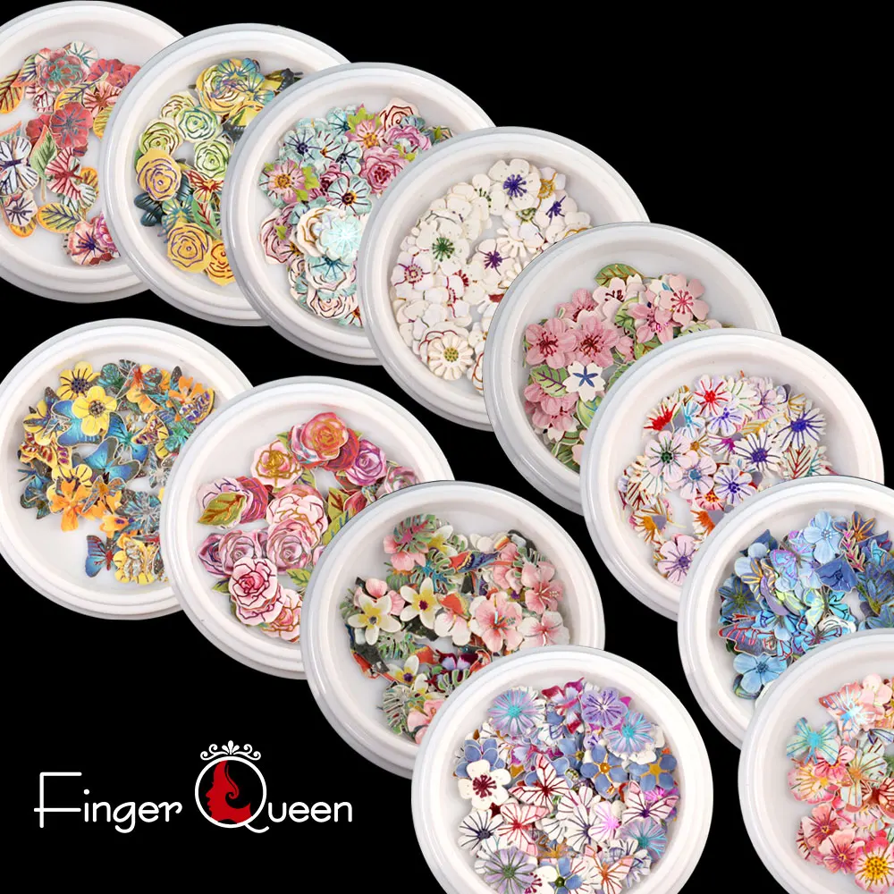 

1Box Rose Orchid Butterfly Nail Art Parts Nail Decor Patch Sticker Finger Nail Charms DIY Nail Decoration Manicure Accessories