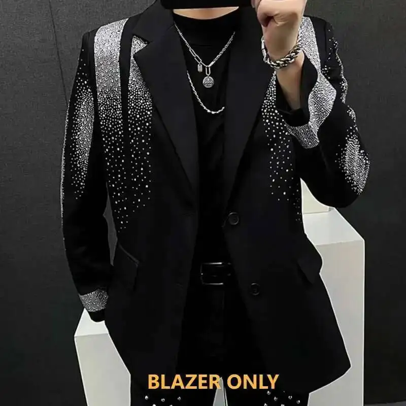 ジャケット メンズ ラインストーン 韓国 パーティー ジャケット ラインストーン パーティー メンズ 韓国 M〜XL