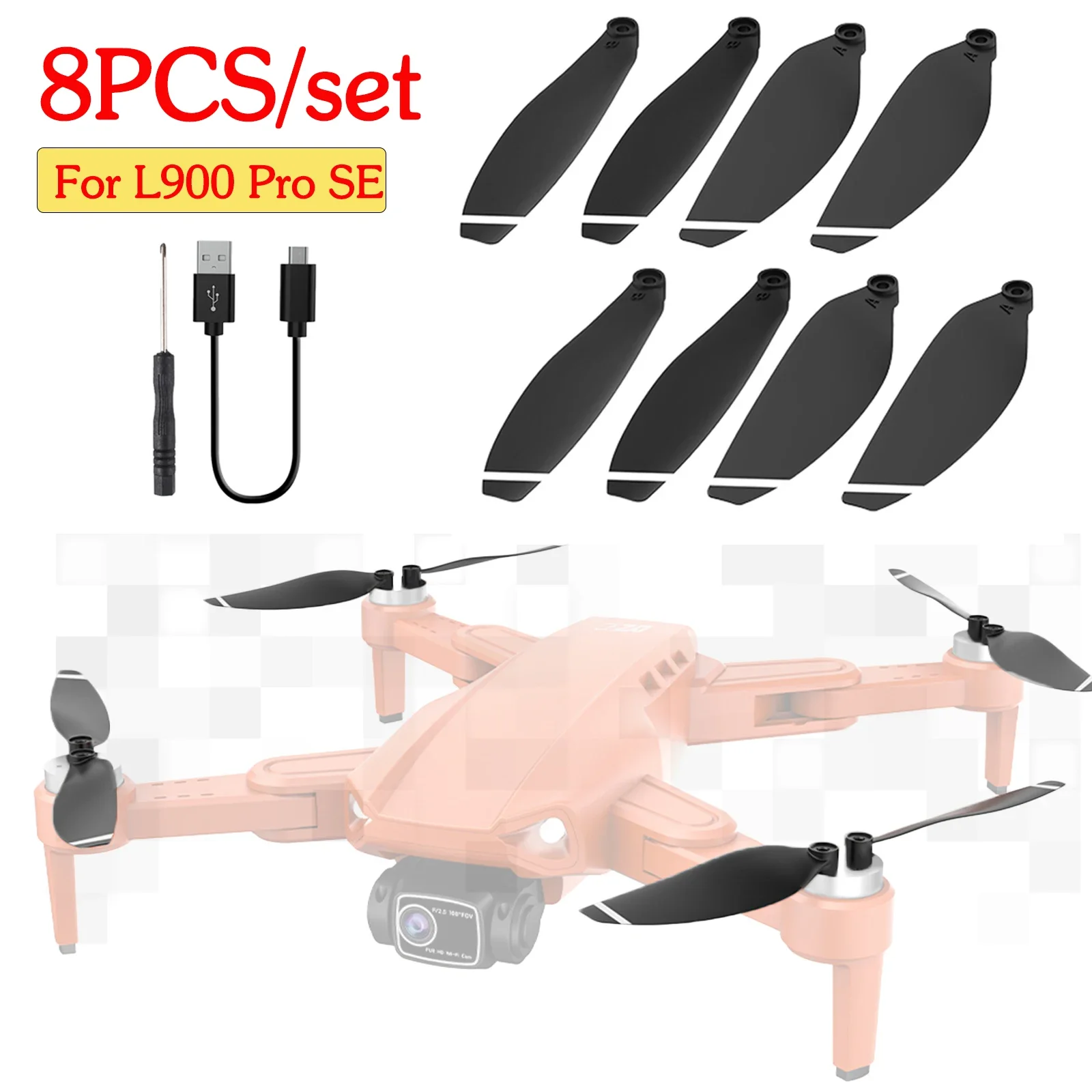 Drone Propeller Drone Propellers Drone Propeller Blades Propeller Replacement Parts Plastic Propeller Blades Lightweight Propeller Props Blade Replacement Kits Drone Blade Spare Parts for L900 Pro Se