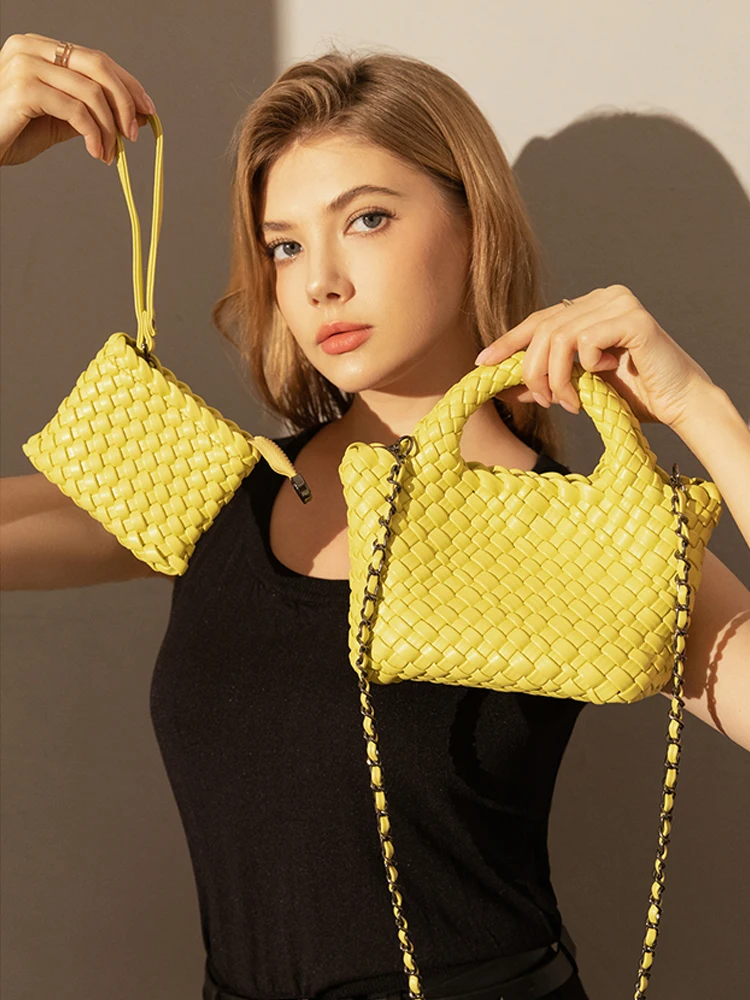 MABULA Luxury Faux Leather Woven Lady Top Handle Purse Handwoven Plaited Design Satchel Handbag 2022 Trend Women Crossbody  Bag