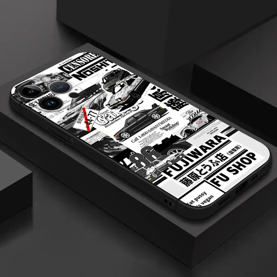 Anime Initial D Matte Black Soft Phone Case