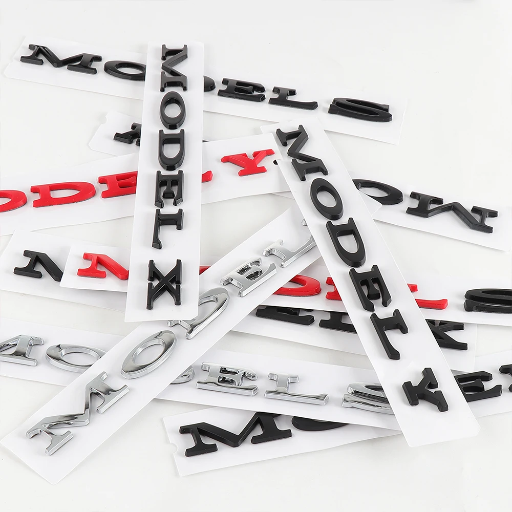 1개 3D ABS 크롬 레드 블랙 로고 모델 3 Y X S 엠블럼 레터링 네임플레이트 자동차 리어 트렁크 배지 데칼 모델 3 X Y 밸브 액세서리