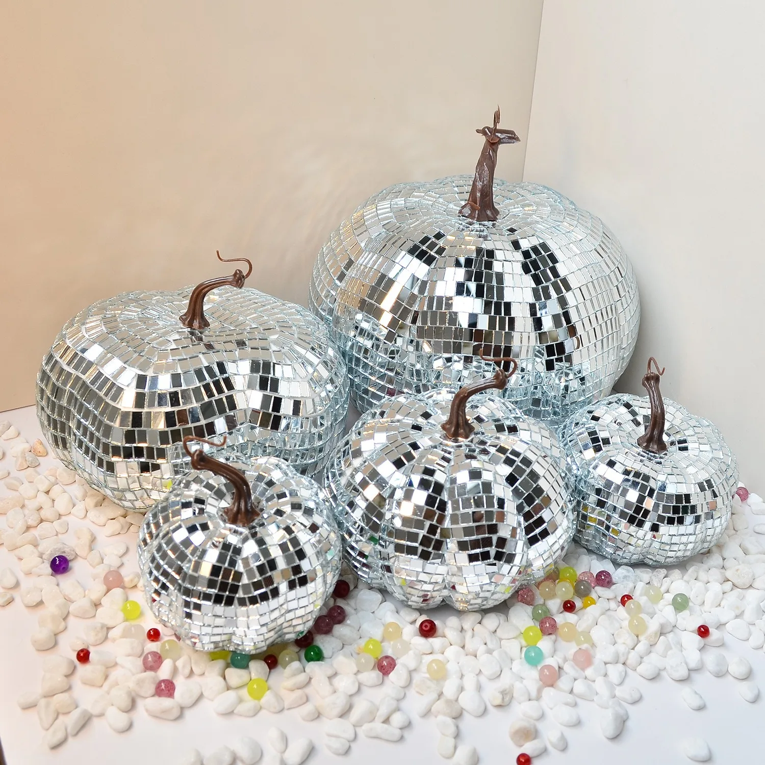 Pumpkin Disco Ball Halloween Party Home Decor Photography Props Ornaments Mirror Glass Pumpkins - Image 6