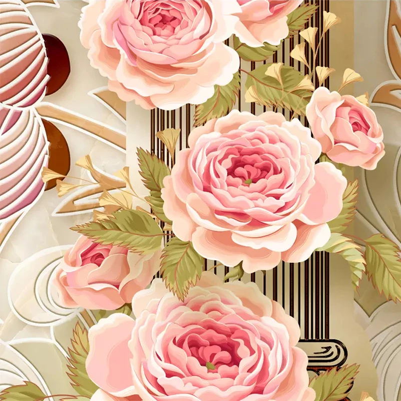 parede padrao de flor pilar marmore 04