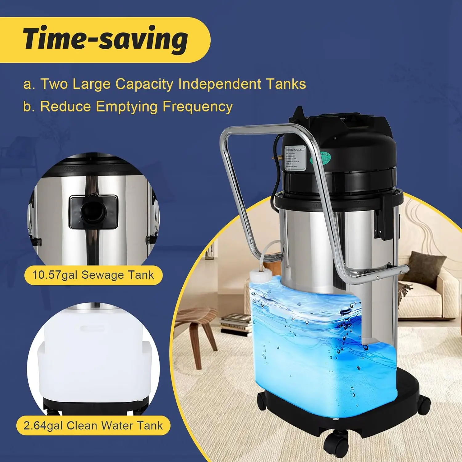 Carpet Cleaner Machine, 40 L Professional Carpet Cleaning Machine, Industrial Steam Cleaner Deep Rug Cleaner Washing 6