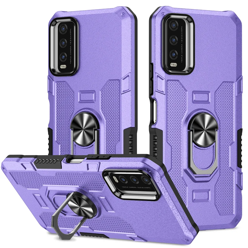 Shockproof Armor Phone Case with Magnetic Holder Ring and Enhanced Protection