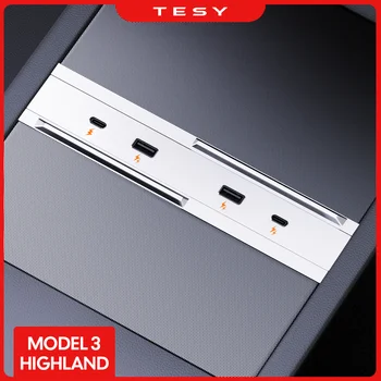테슬라 모델 3 하이랜드 2024 65W 확장 도크, 중앙 제어 충전 션트, USB 허브 액세서리, 고속 지능형 익스텐더