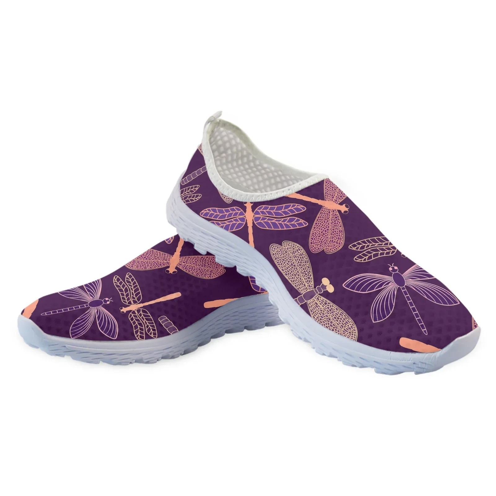 Purple Boho Butterfly Dragonfly Design Comfortable Brand Loafers Soft Summer Mesh Shoes Walking Sneakers Zapatos
