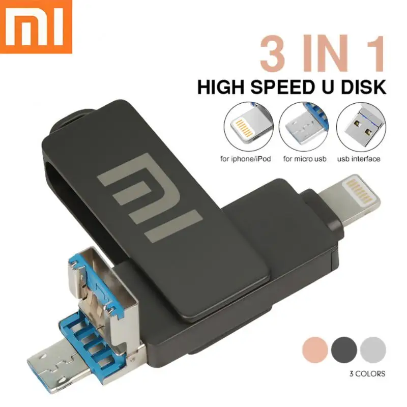

Xiaomi Usb 3.0 Flash Drive for iPhone with 3 in 1 USB-A to lightning interface Rotate pendrive for Iphone7/8/9/11/12/13 / Ipad
