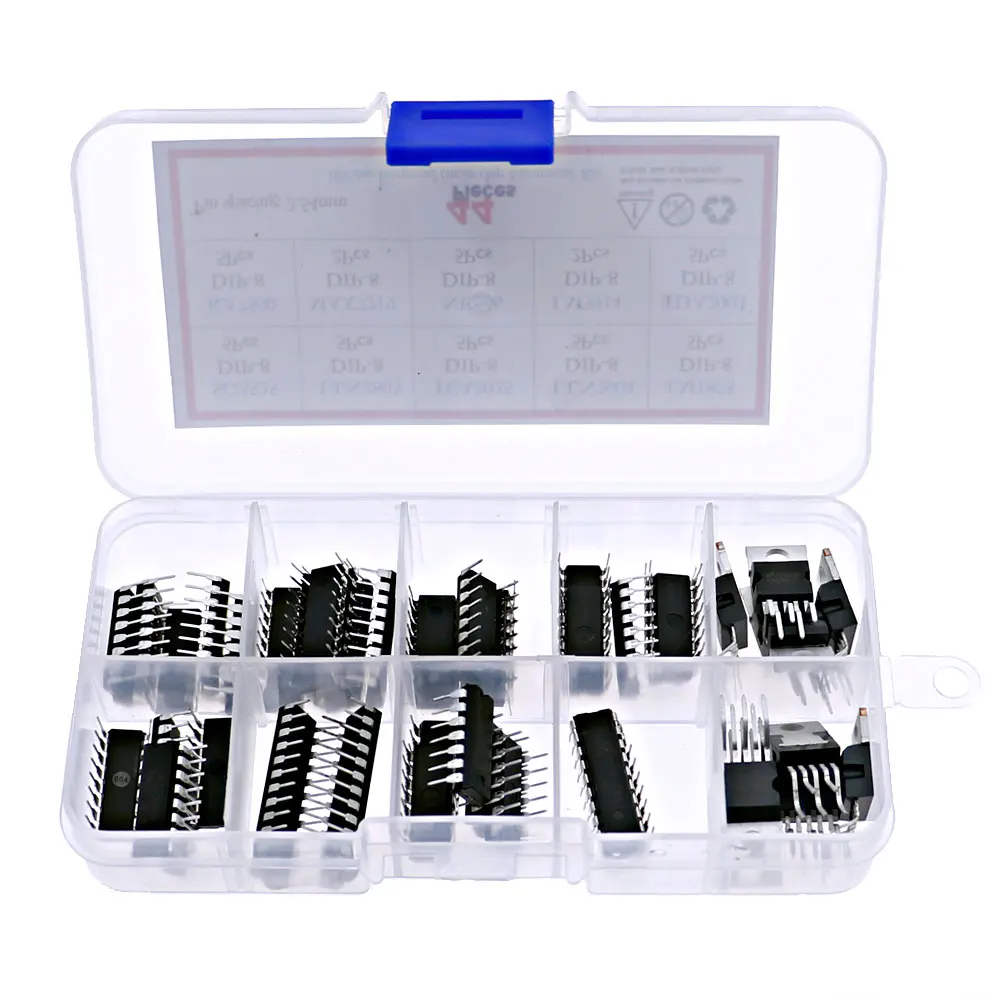 IC 집적 회로 칩 키트 박스, 10 가치 44 개, SG3525 ULN2803 TEA2025 ULN2004 TDA1875 KA7500 MAX7219 NE556 LM3914 TDA2003
