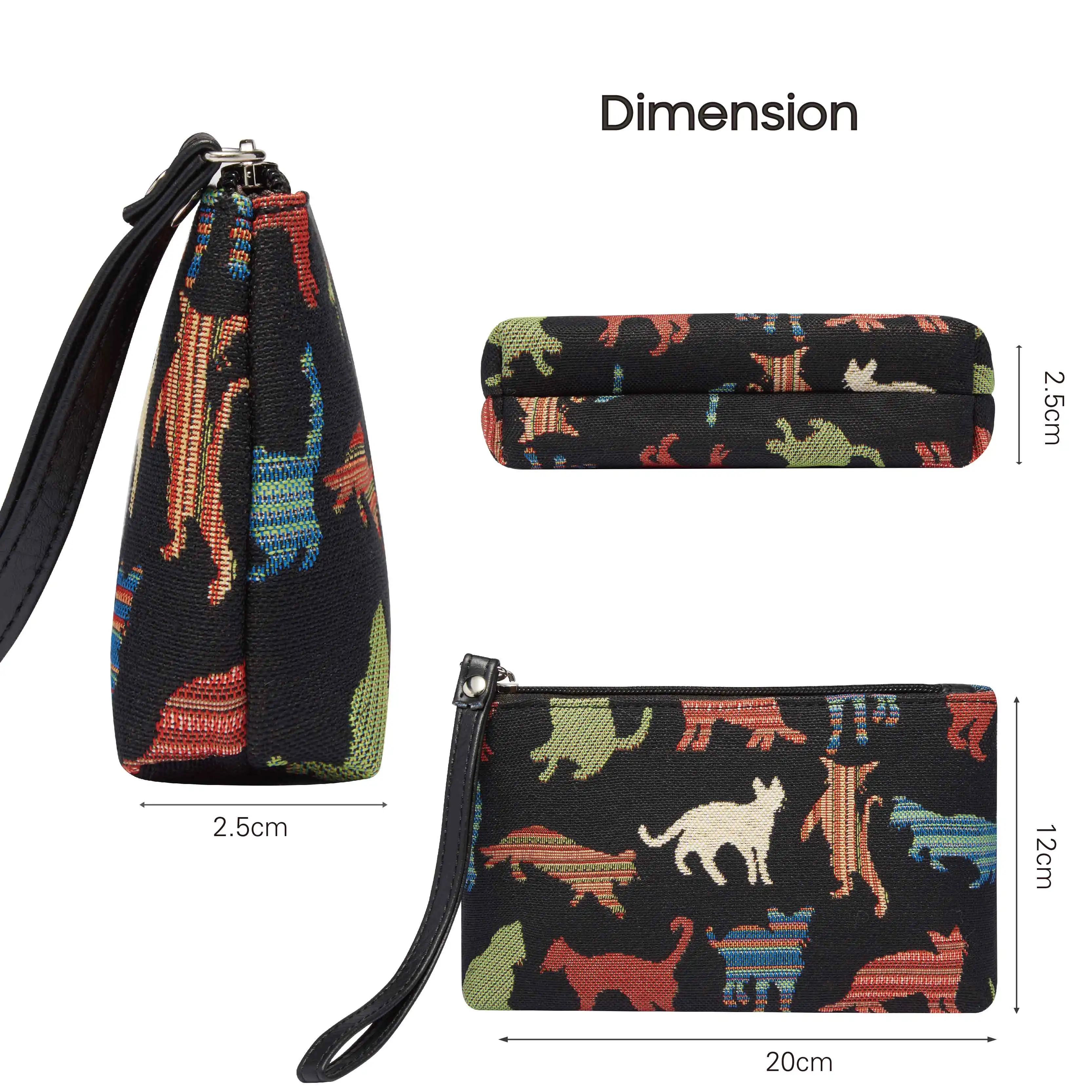 SAJA Wrist Bag Wristlets Coin Purses Women's Wallet Tapestry Bags Pouch Cute Cat Lipstick Credit Cards Cash Holder For Girl Ladi